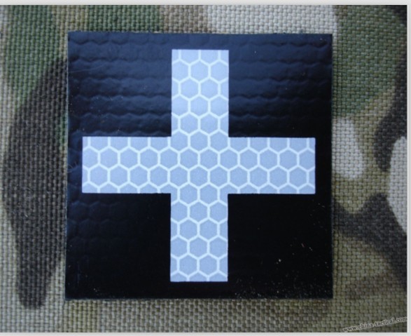 Medic 2 X 2 White on IR-IR patch-IR flag patch, JL-012