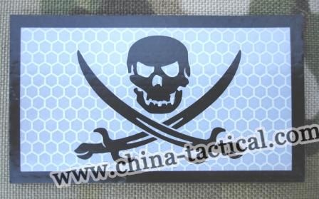 Calico Jack Black-Calico Jack Patch Black with IR with Skull and Cross Bones, JL-019