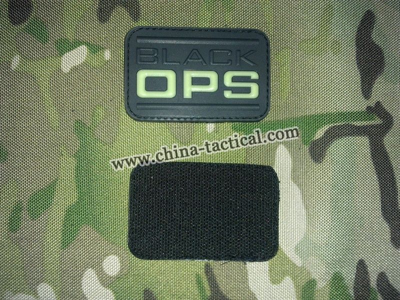 PVC rubber patch-PVC Velcro patch-Skull head PVC patch-Grow in dark patch-OPS pvc patches-OPS-TAC-PVC BLACK OPS PVC 3D Rubber patch, JL-P008